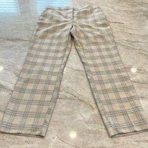 Zara | Tartan Plaid Ankle Pants | Beige & Blue |‎ Women's Size Medium